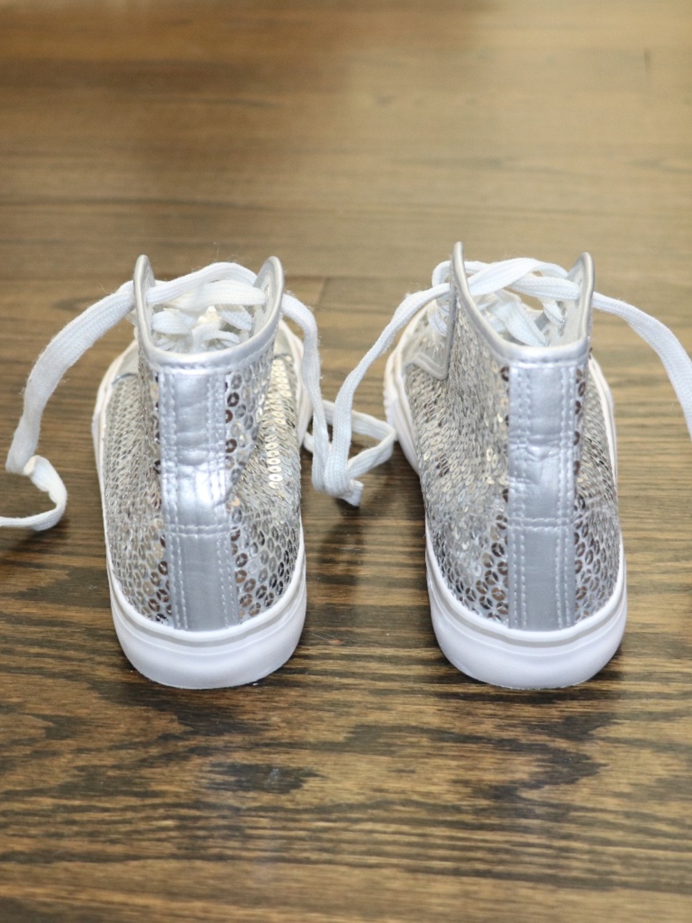 Girls Balera Silver Sequin High Top Hip Hop Dance Sneakers Size 5 WL6034 - Picture 8 of 11